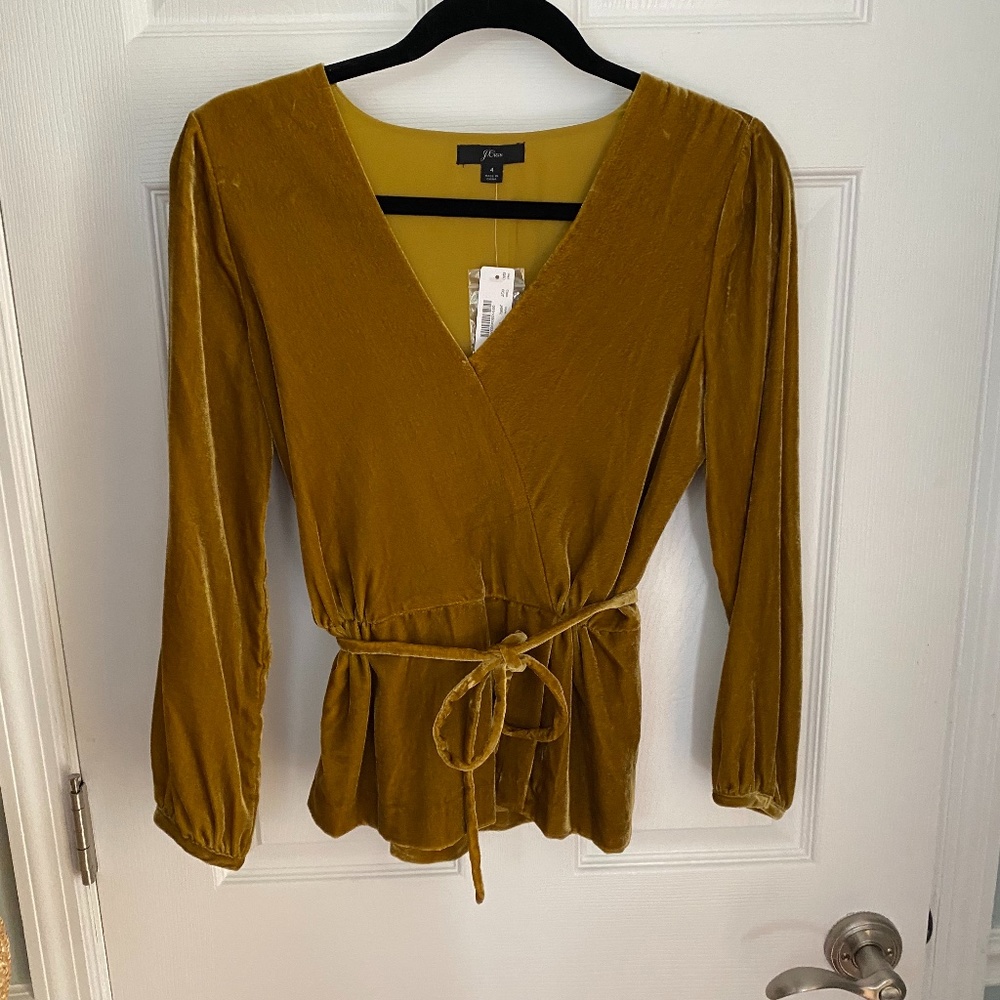 J.Crew Velvet Peplum Top